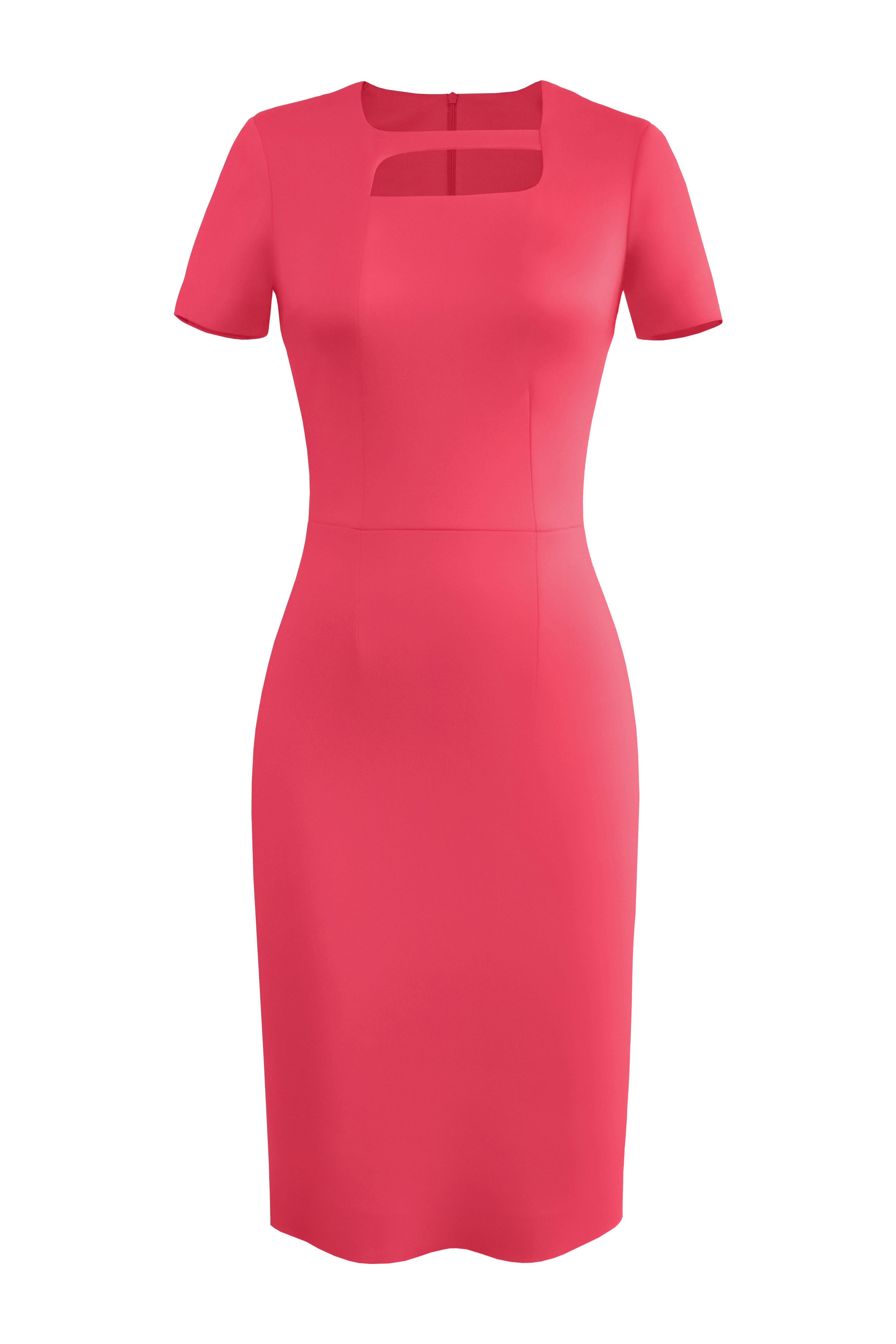 Round Neck Pencil Dress with Accent Lines