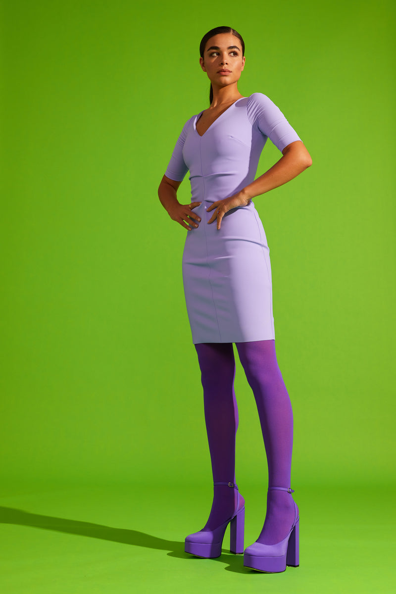 Bodycon Dress with Above-Elbow Sleeves