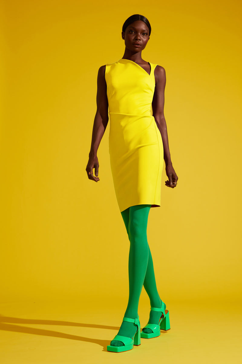 Sheath Dress with Asymmetrical Neckline – L'MOMO