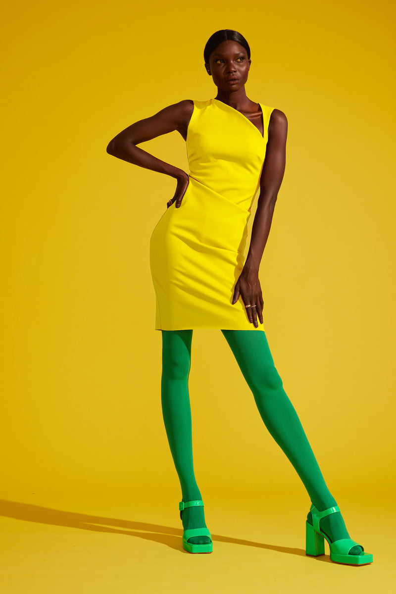 Sheath Dress with Asymmetrical Neckline L'MOMO Sheath Dress with Asymmetrical Neckline L'MOMO