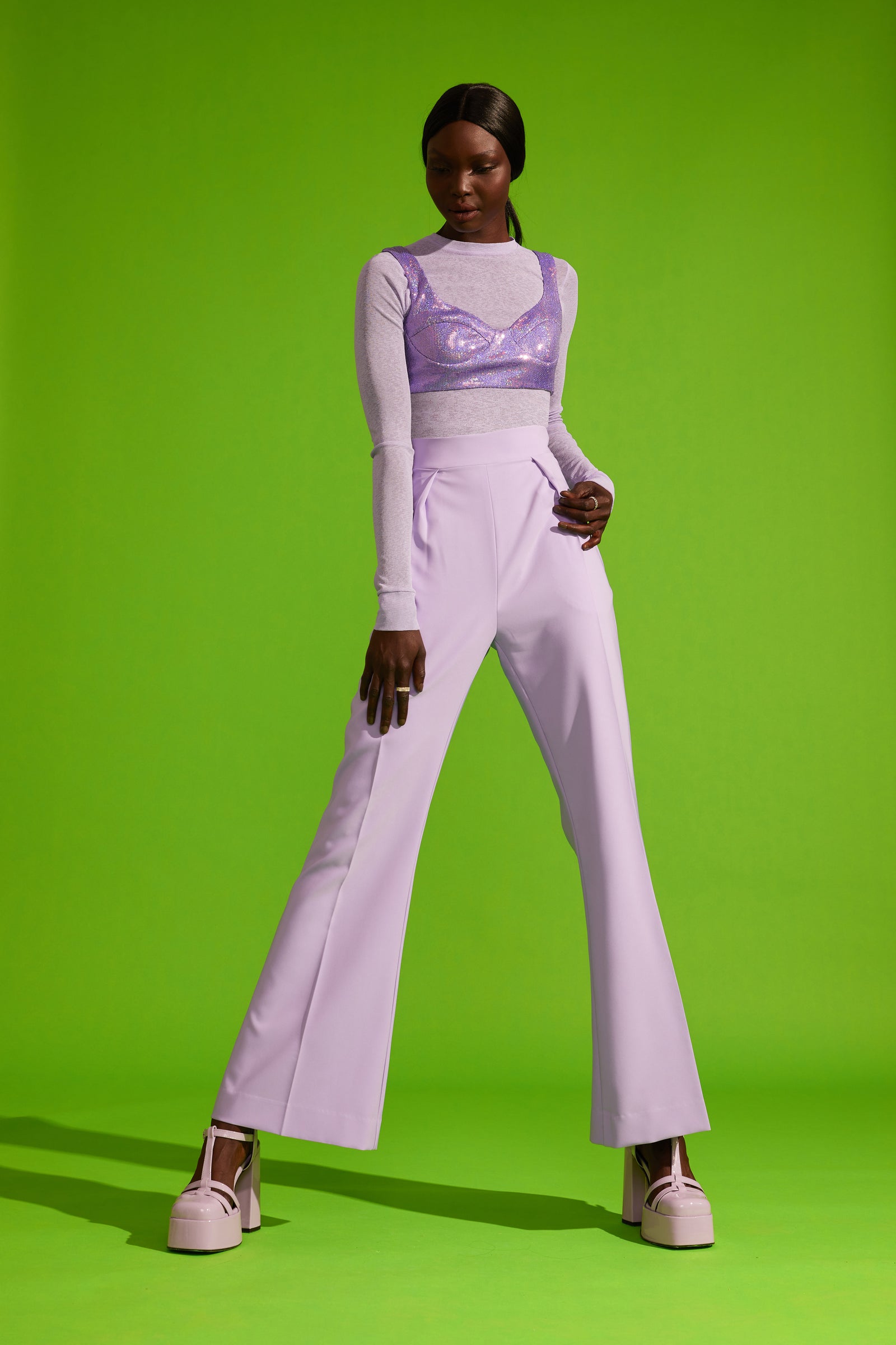 lavender sheer top