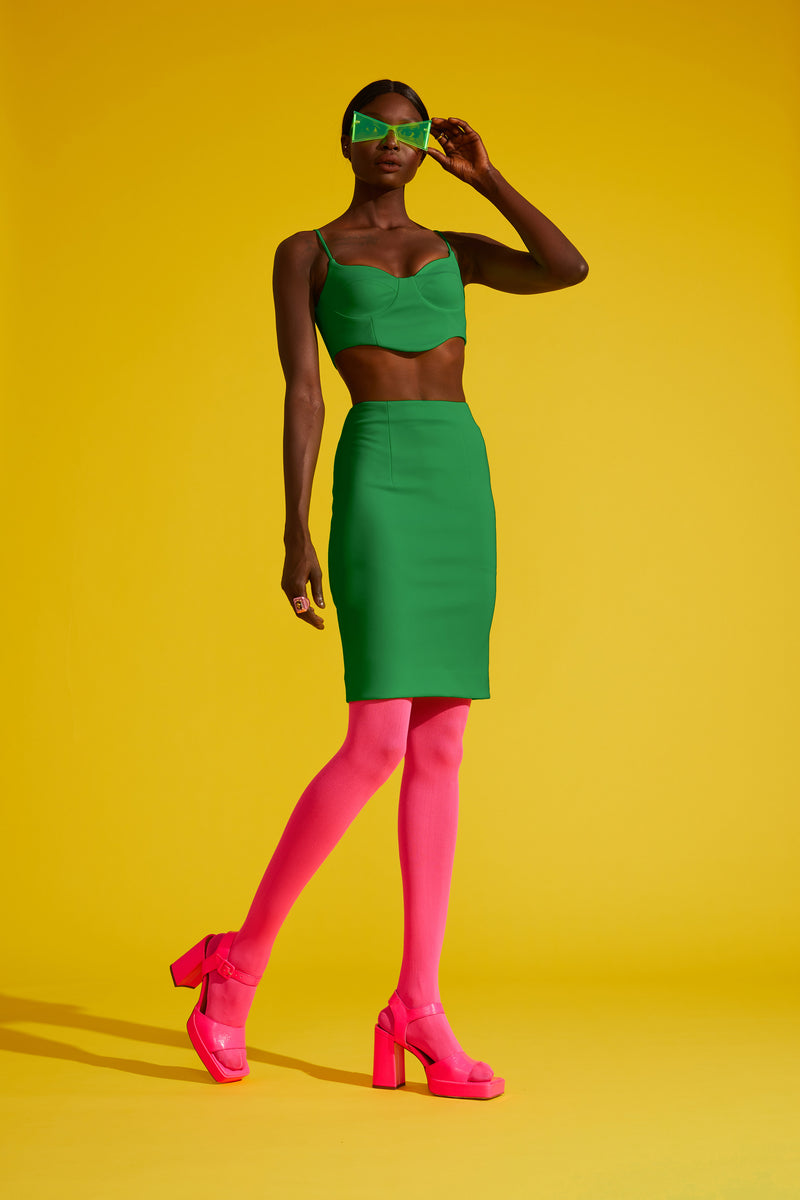 Bustier Crop Top with Curved Hemlines