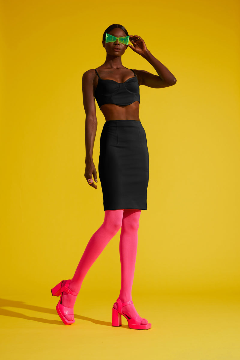 Bustier Crop Top with Curved Hemlines