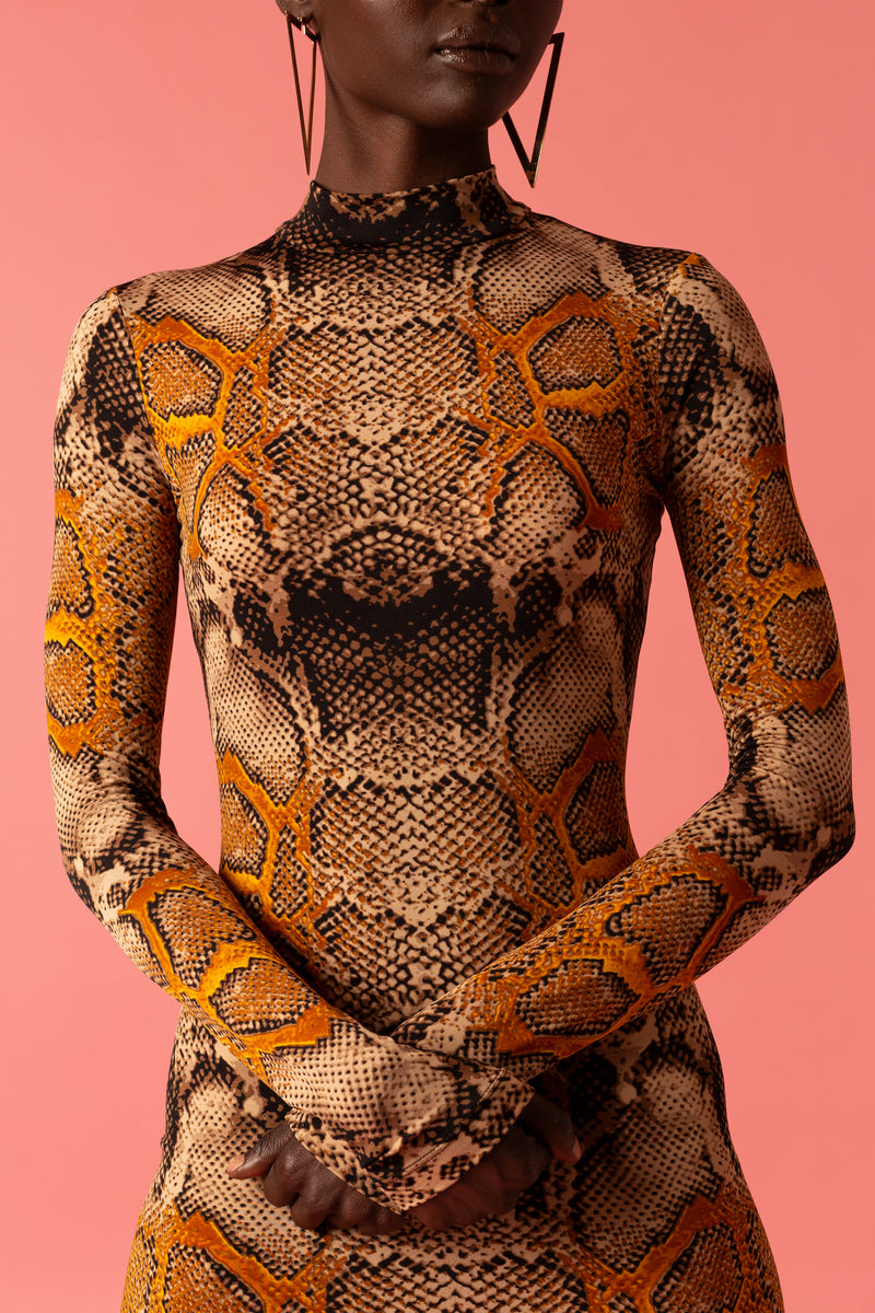 Full Sleeve Snake Skin Dress