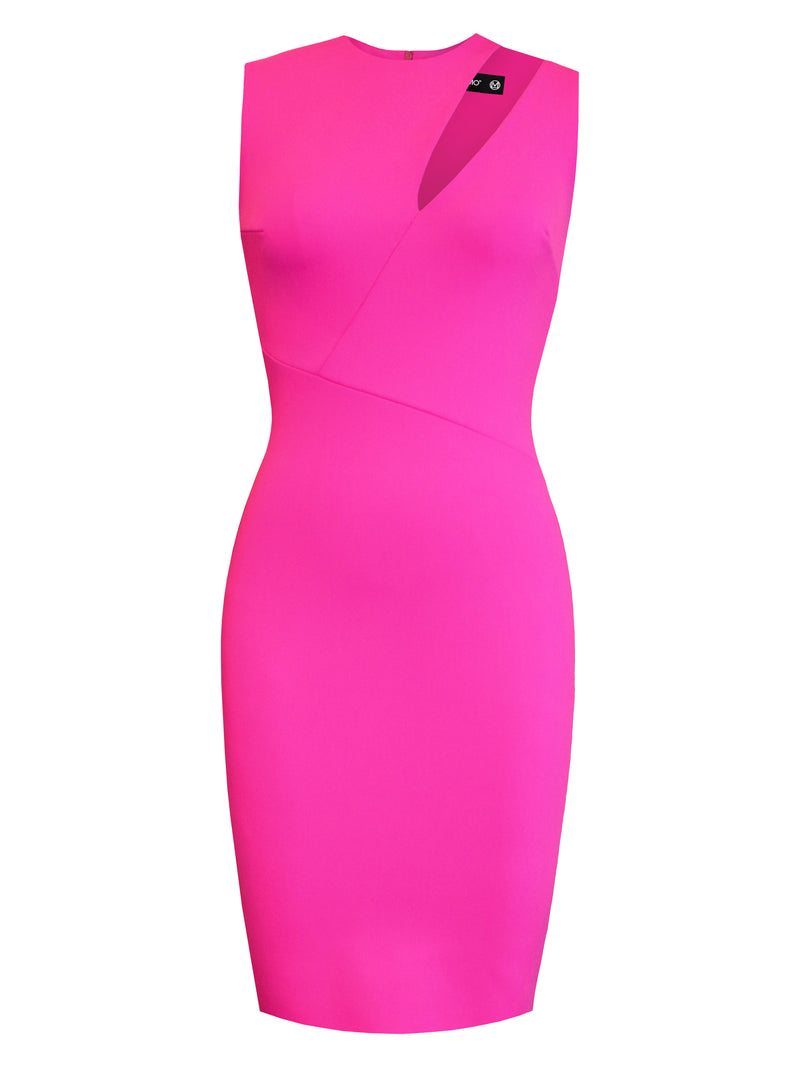 Round Neck Pencil Dress with Accent Cut-Out