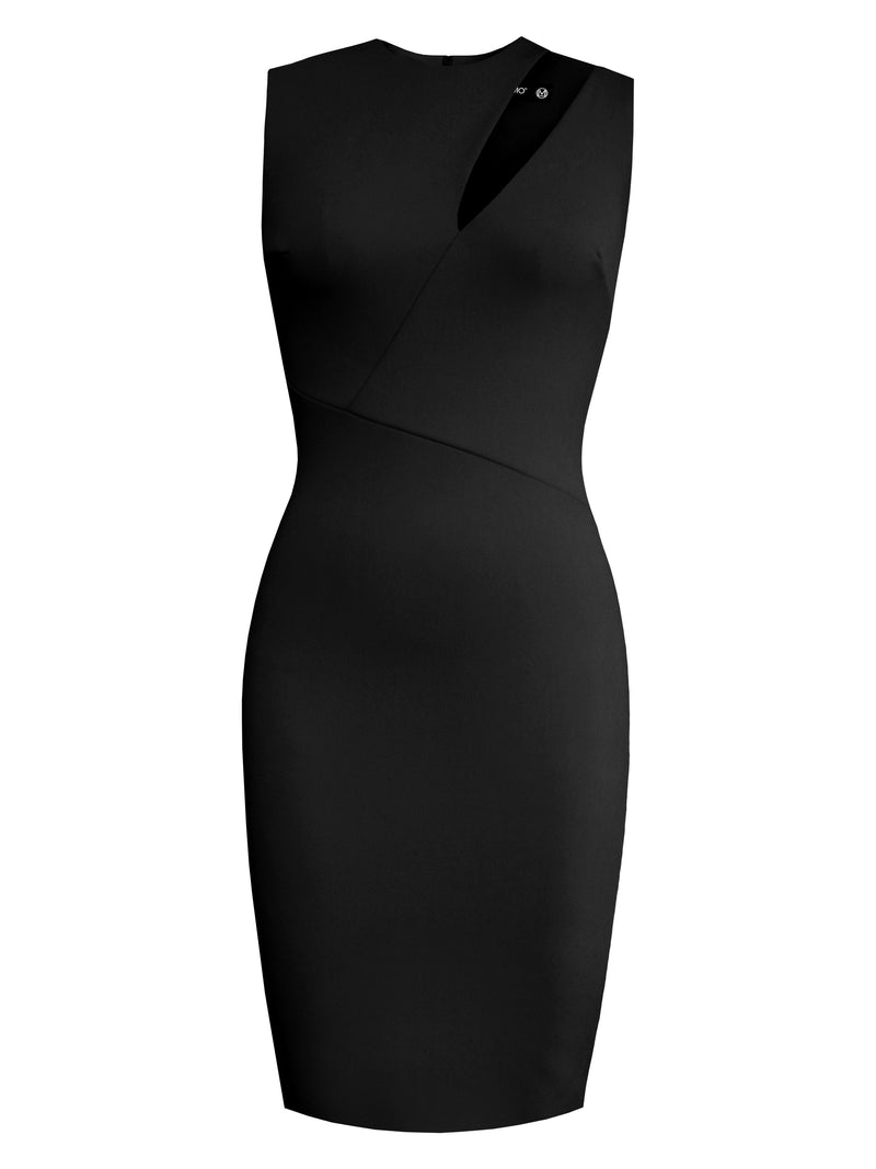 Round Neck Pencil Dress with Accent Cut-Out