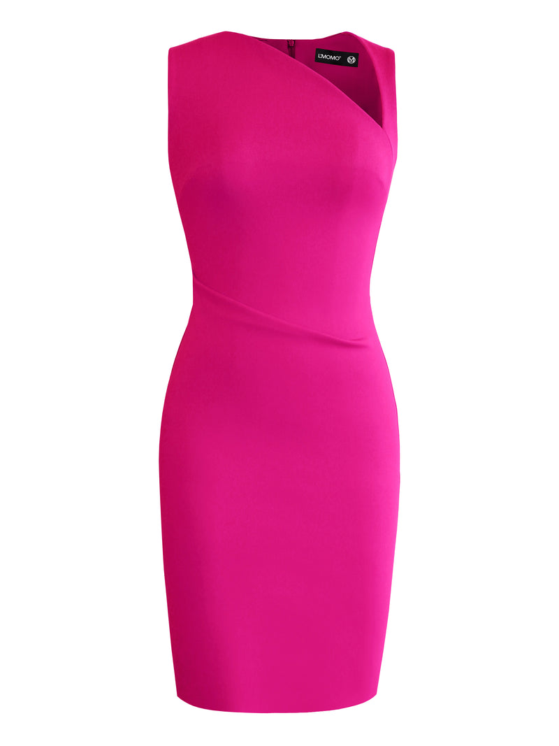 asymmetrical neckline sheath dress Women's Elegant Sheath Dress Asymmetrical Neckline Wear to Work Pencil Dresses