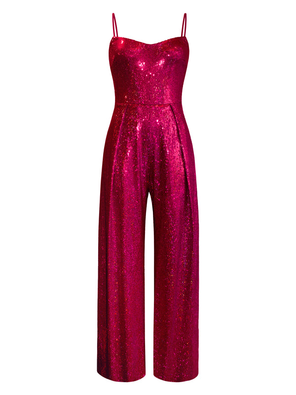 Sequined Spaghetti Strap Jumpsuit