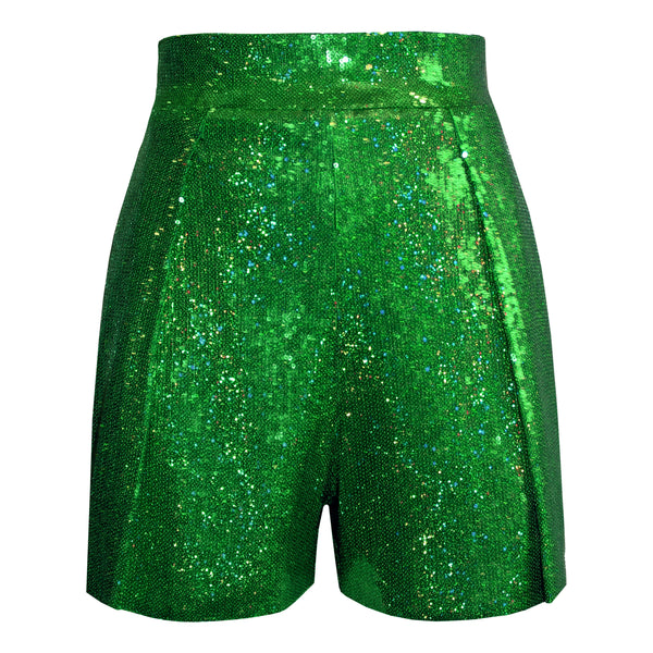 Sequined High Waist Shorts L MOMO