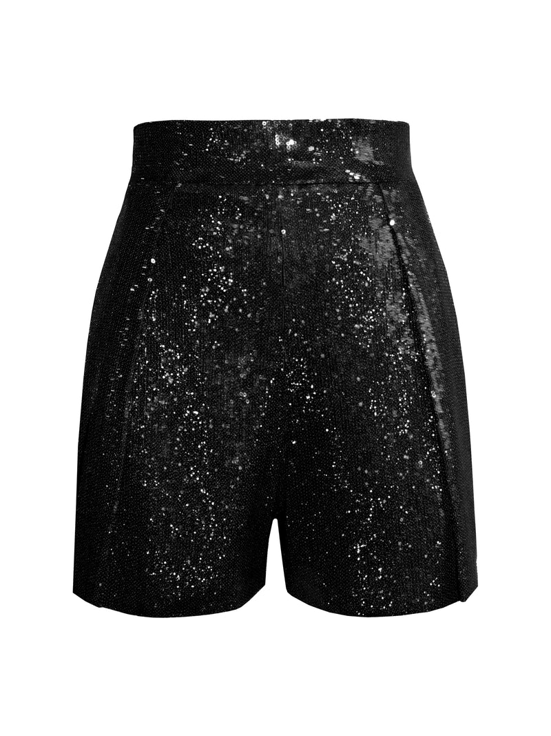 Sequined High-Waist Shorts