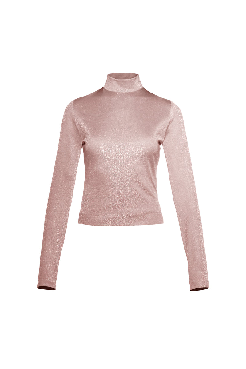 Knit Jersey Metallic Turtleneck