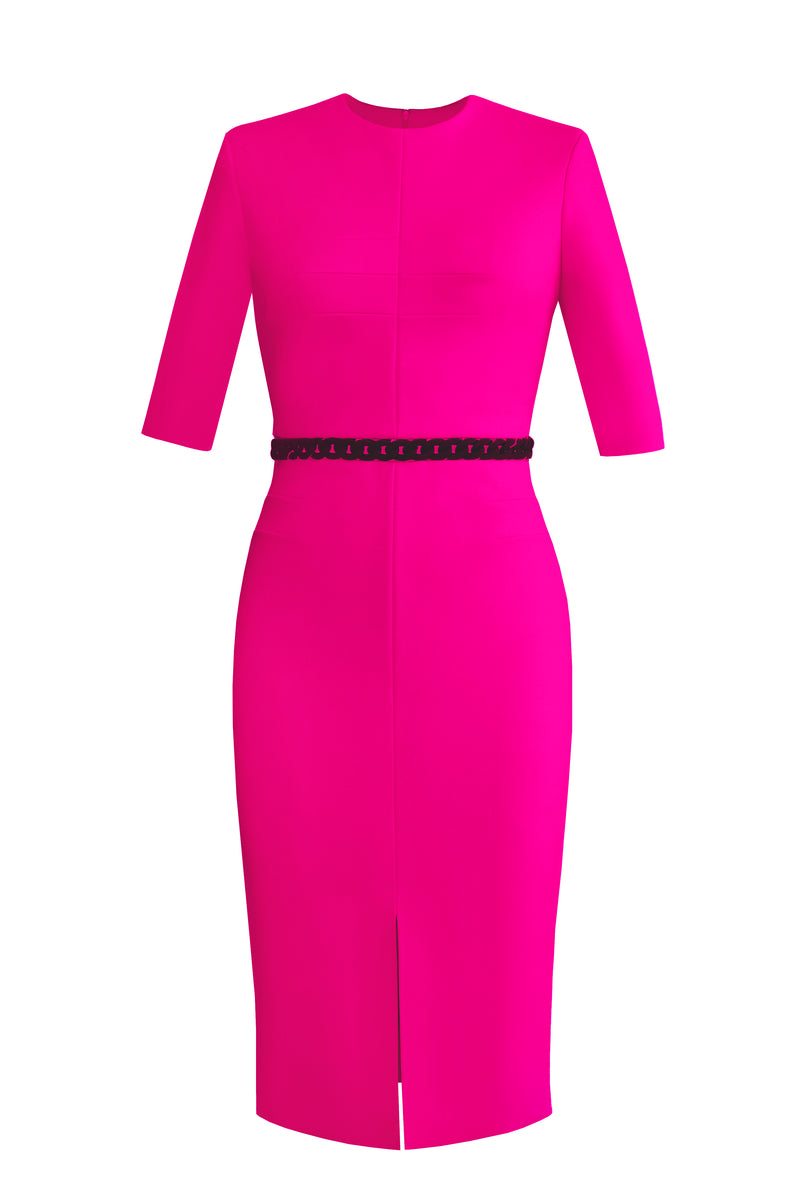 Round Neck Pencil Dress with Half Sleeves