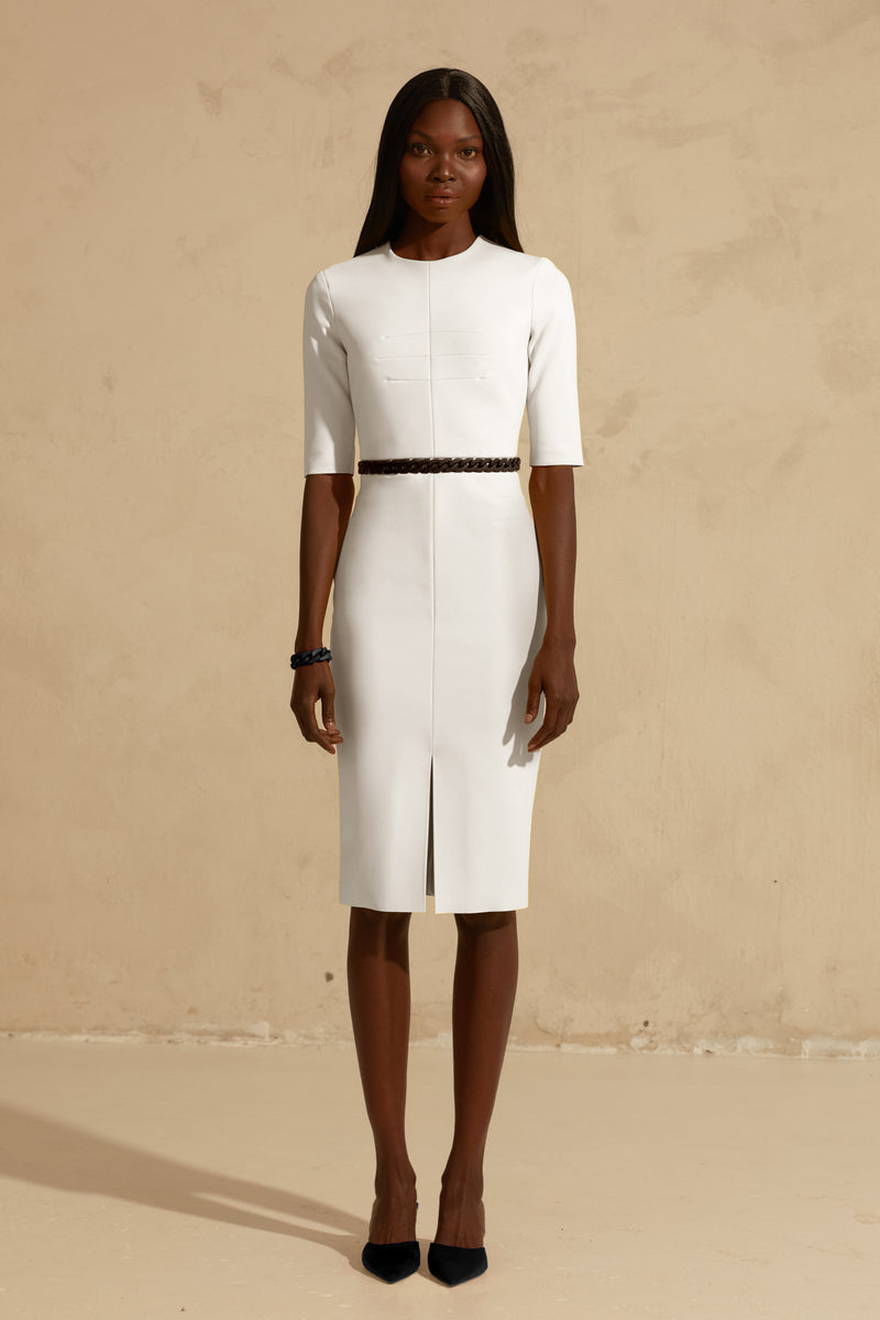 Round Neck Pencil Dress with Half Sleeves