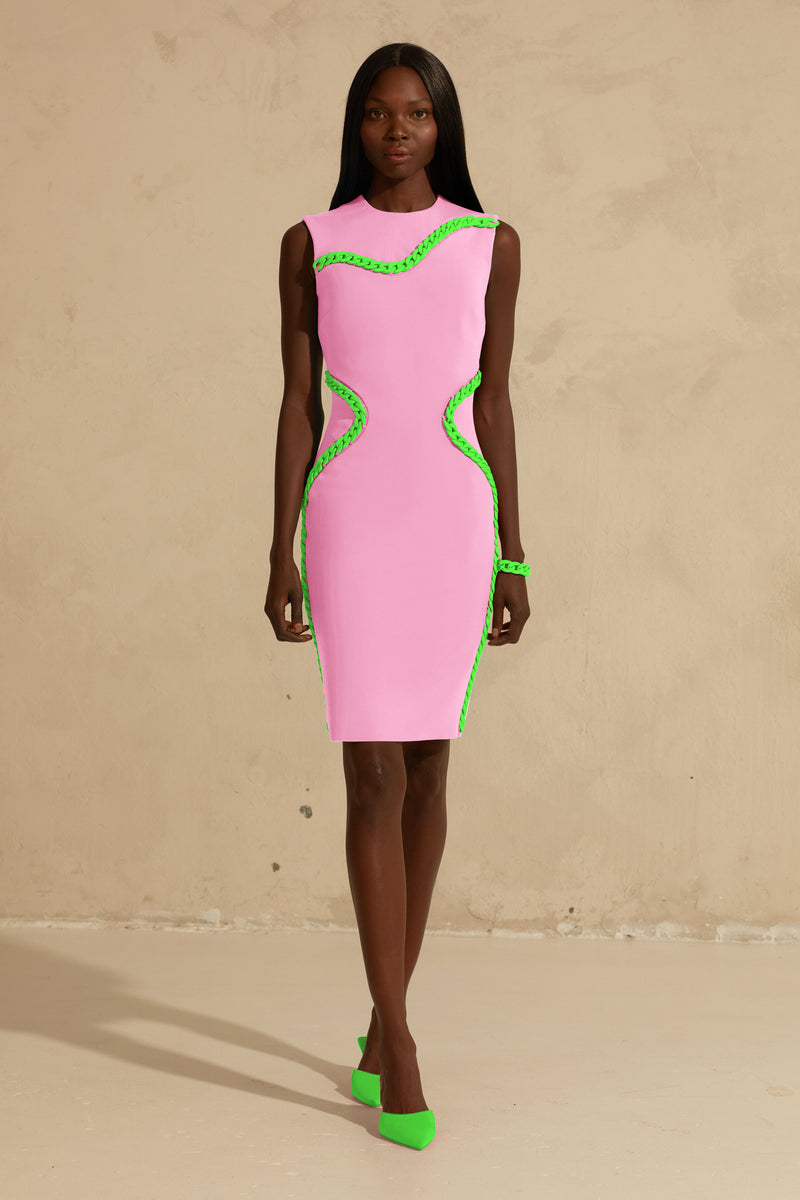 clean cut dress Introducing the 'Mikado Clean Cut Gown' a stunning expression of modern couture minimalism. This striking A-line silhouette features an elegant boat neckline and a sculpted dropped waist,
