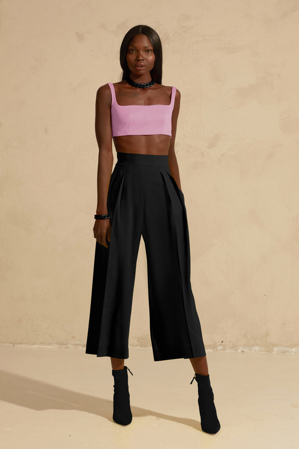 Square Neck Cropped Top with Slim Straps
