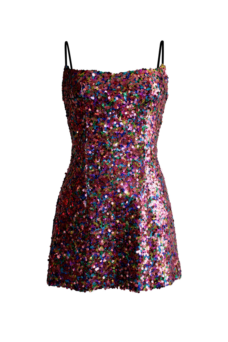 multicolor sequin mini dress Sparkly Backless Bodycon Sequin Mini Dress - Multicolor