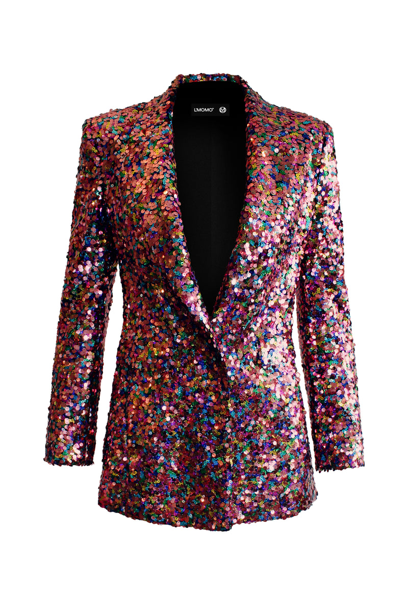 Single Breasted Multicolour Sequin Blazer – L'MOMO
