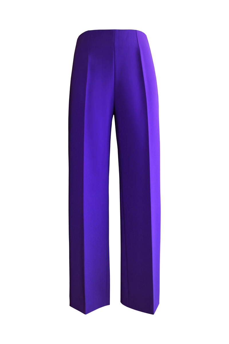 8 By YOOX LEATHER STRAIGHT LEG PANTS, Purple Women's Casual Pants
